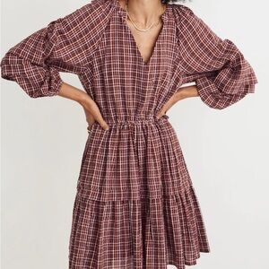 New With Tag  Madewell Seersucker Wrap Mini Dress M